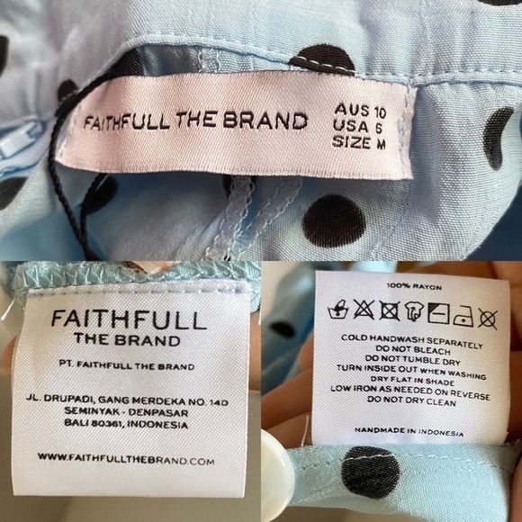 Faithfull Skirt Luda Buckle Belted Flounce Midi Vacation Sylve Dot Blue 6 M NWT - Picture 3 of 15